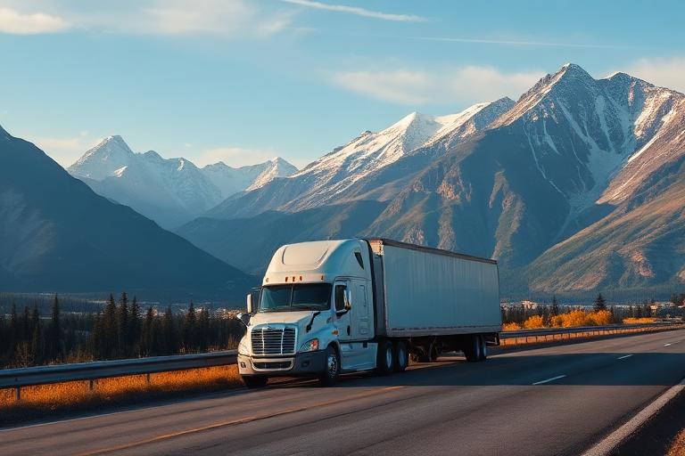 BOSS Moving truck on scenic BC highway for long-distance moving service
